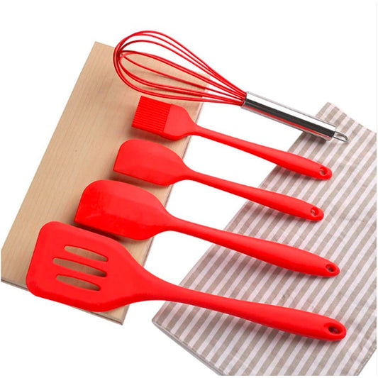 Conjunto de Espátulas de Cocina de Silicona con Batidor – 5 Piezas