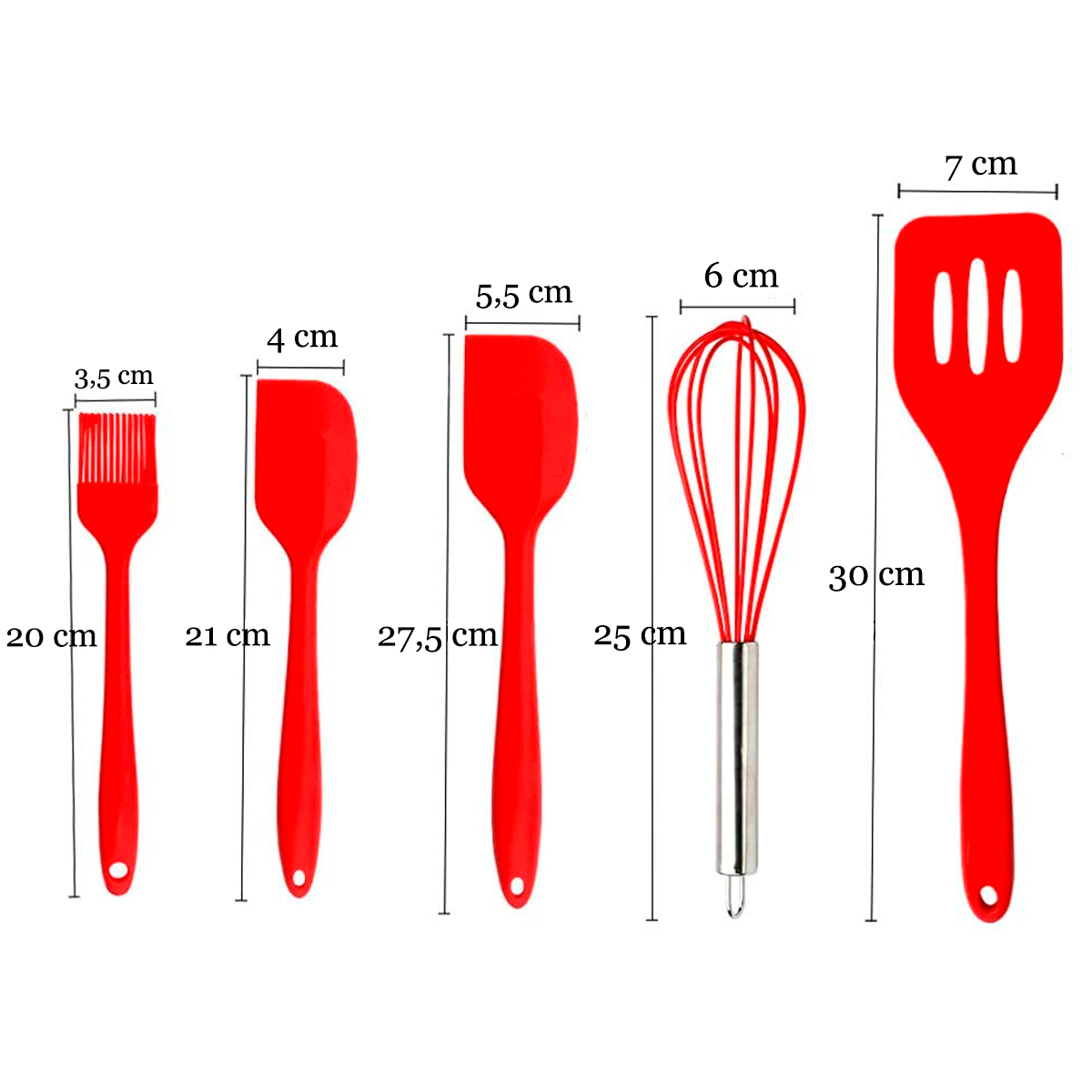 Conjunto de Espátulas de Cocina de Silicona con Batidor – 5 Piezas